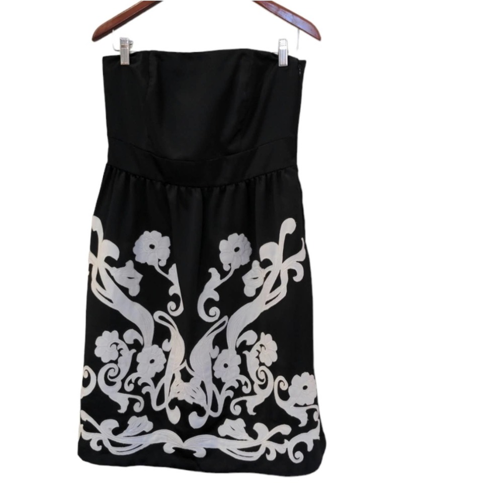 WHBM black and white satin dress